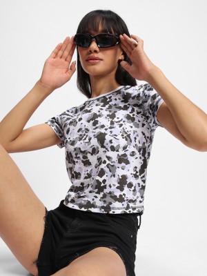 BEWAKOOF Casual Printed Women White, Grey, Black Top