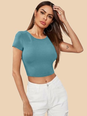 Dream Beauty Fashion Casual Solid Women Light Blue Top