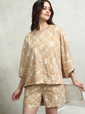 Tokyo Talkies Casual Printed Women Brown Top
