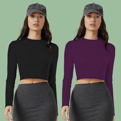 Maheshvi Casual Solid Women Purple Top