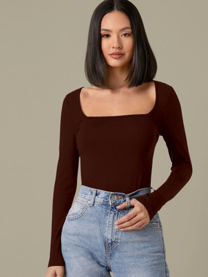 Kashonaa Casual Solid Women Brown Top