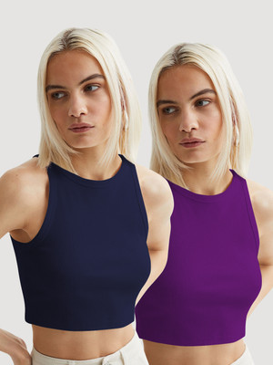 METRONAUT Casual Solid Women Dark Blue Top