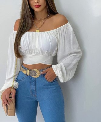 NewlookAs Casual Solid Women White Top