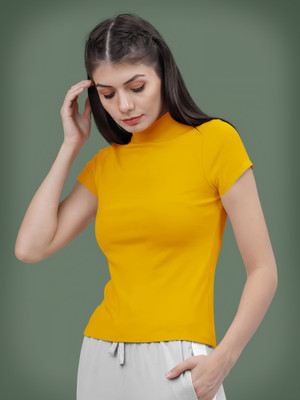 NAVYANKAA Casual Solid Women Yellow Top