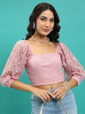 Tokyo Talkies Casual Solid Women Pink Top