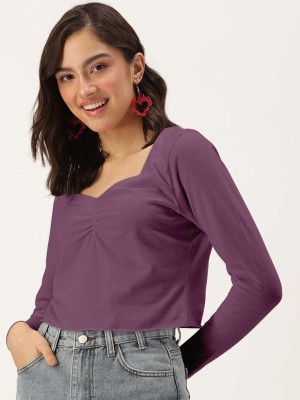 Dressberry Casual Solid Women Purple Top