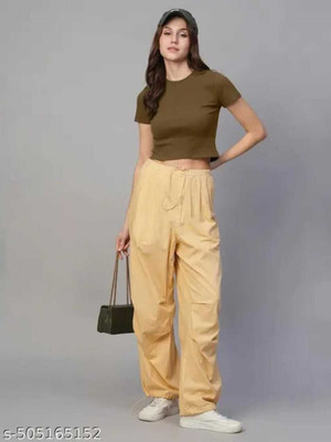 SHARKS CLUB Casual Solid Women Grey, Beige Top