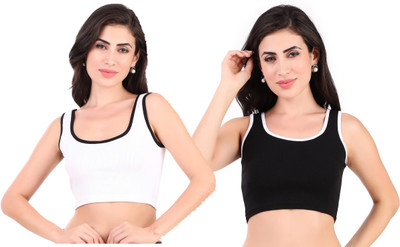 PINOVO Casual Solid Women White, Black Top