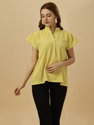 GUFRINA Casual Self Design Women Yellow Top