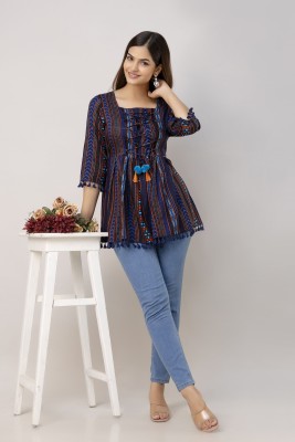 MERAAKI FASHION Party Printed Women Blue Top