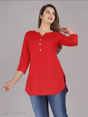 REHAN Casual Solid Women Red Top