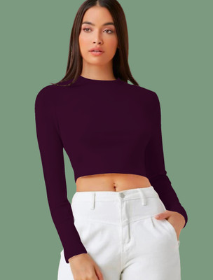 NAVYANKAA Casual Solid Women Purple Top