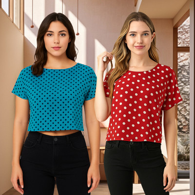 UNICUS APPAREL Casual Polka Print Women Multicolor Top
