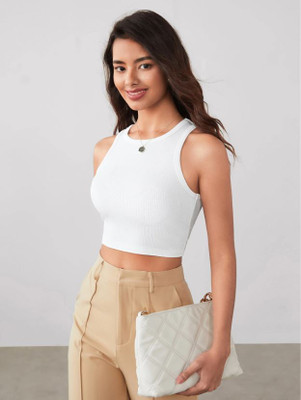 silver threads Casual Solid Women White Top