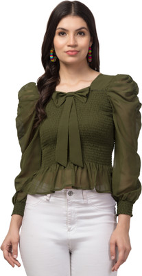 My Swag Casual Solid Women Green Top