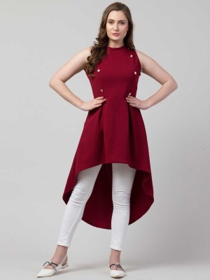 SFOTY Women High Low Maroon Dress