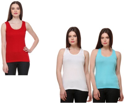KAVYA Casual Solid Women Light Blue, Red, White Top