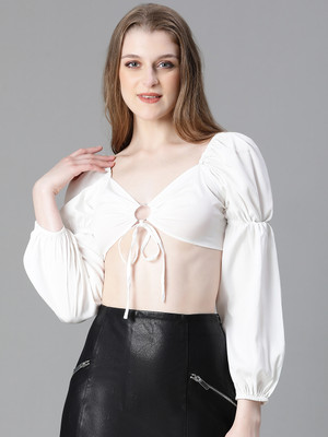 OXOLLOXO Casual Solid Women White Top