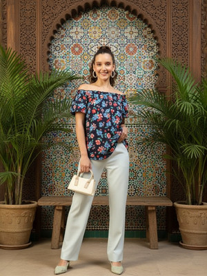 OXOLLOXO Casual Printed Women Blue Top