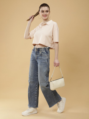 UNICONIC Casual Solid Women Beige Top