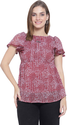 Moda Rapido Casual Printed Women Maroon Top