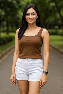 EKASYA Beach Wear Solid Women Brown Top