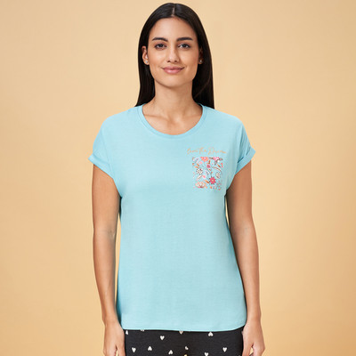 Dreamz by Pantaloons Casual Printed Women Light Blue Top