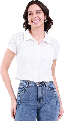 Rianu Casual Self Design Women White Top