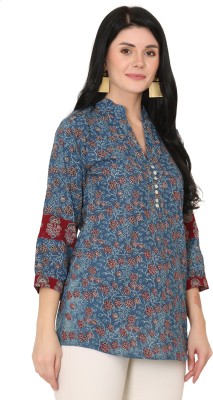 Jivitha Creations Casual Printed Women Blue Top