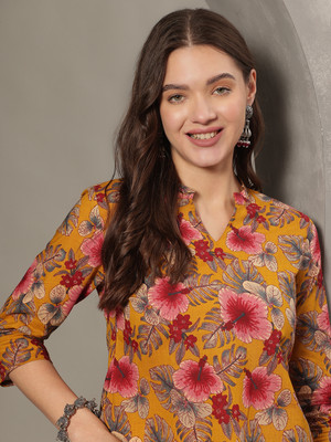 Janakdulari Creation Formal Printed Women Yellow Top