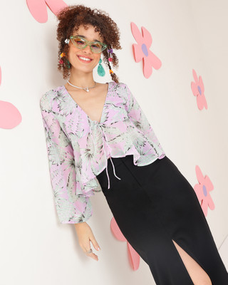 Raffaella Party Printed Women Purple Top