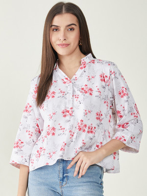 HouseOfCommon Casual Printed Women White Top
