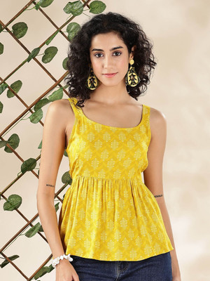 ANOUK Casual Printed Women Yellow Top