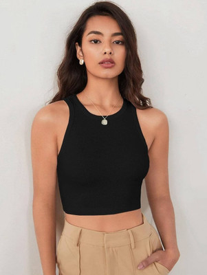 SriSaras Casual Solid Women Black Top