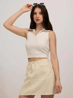 OUTZIDR Casual Solid Women White Top