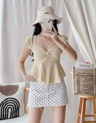 Hasan enterprises Casual Solid Women Beige Top