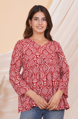 savro Casual Ethnic Motifs Women Red Top