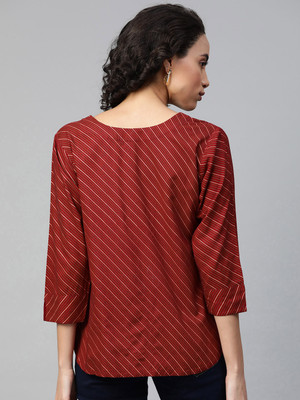 Highlight fashion export Casual Printed Women Maroon Top