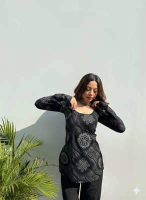 Krishna sakhi Casual Printed Women Black Top