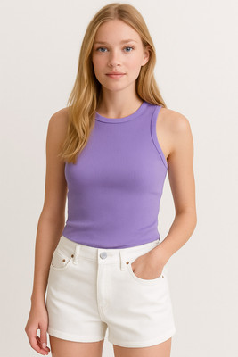 Shining Diva Casual Self Design Women Purple Top