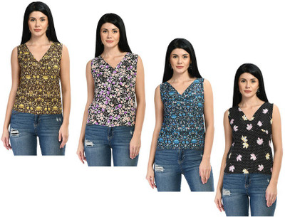 Indistar Casual Floral Print Women Multicolor Top