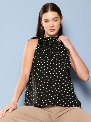 CHEMISTRY Party Polka Print Women Black Top