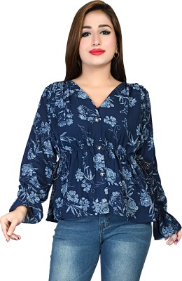 ALLONBEE Casual Printed Women Blue Top