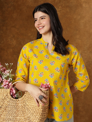 Janakdulari Creation Formal Printed Women Yellow Top