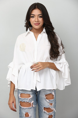 TSM Casual Embroidered Women White Top