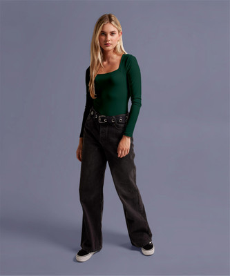 Dream Beauty Fashion Casual Solid Women Dark Green Top