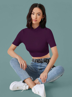 Kashonaa Casual Solid Women Purple Top