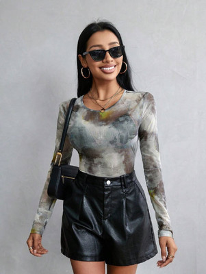 METRONAUT Casual Printed Women Grey Top