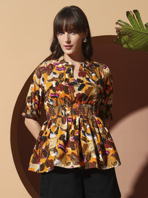 OTABU Casual Floral Print Women Multicolor Top