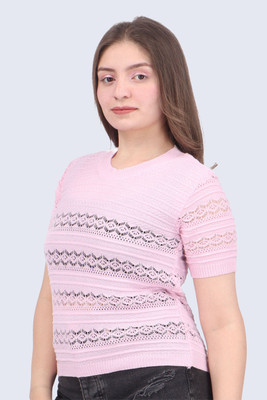 FEVERFEW Casual Self Design Women Pink Top
